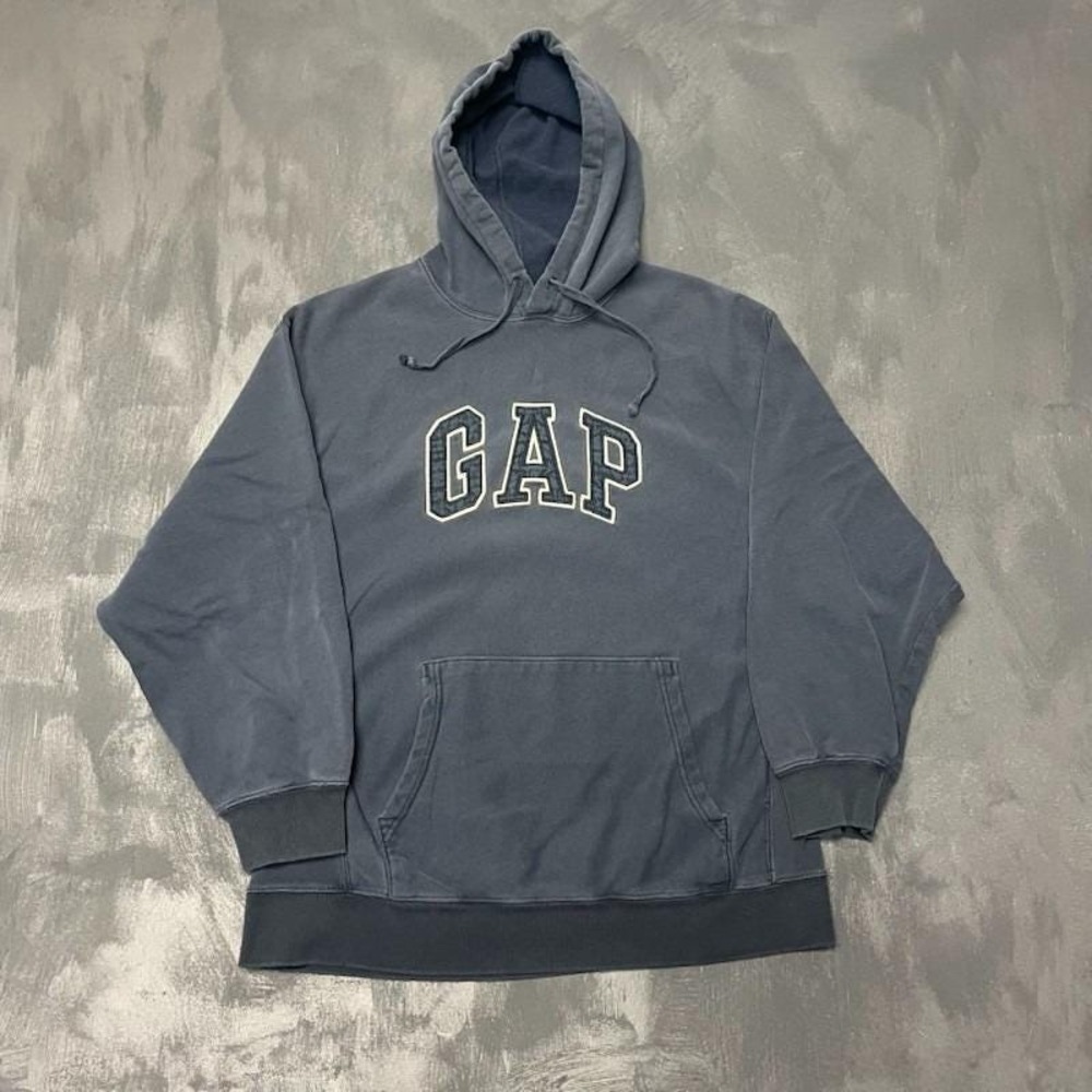 Vintage Bold Print Hoodie Men Small Blue 2000s Gap